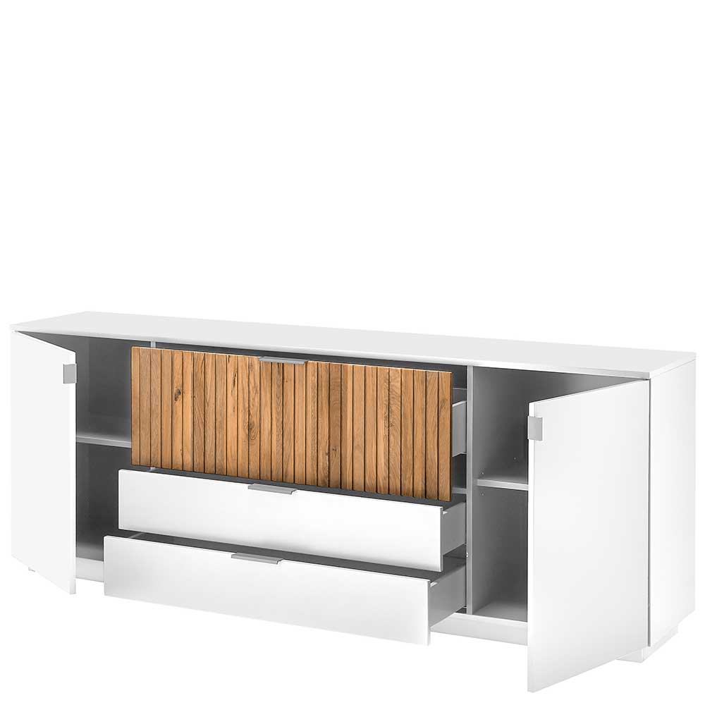Design-Sideboard in Weiß mit Eiche Bianco - Miloris