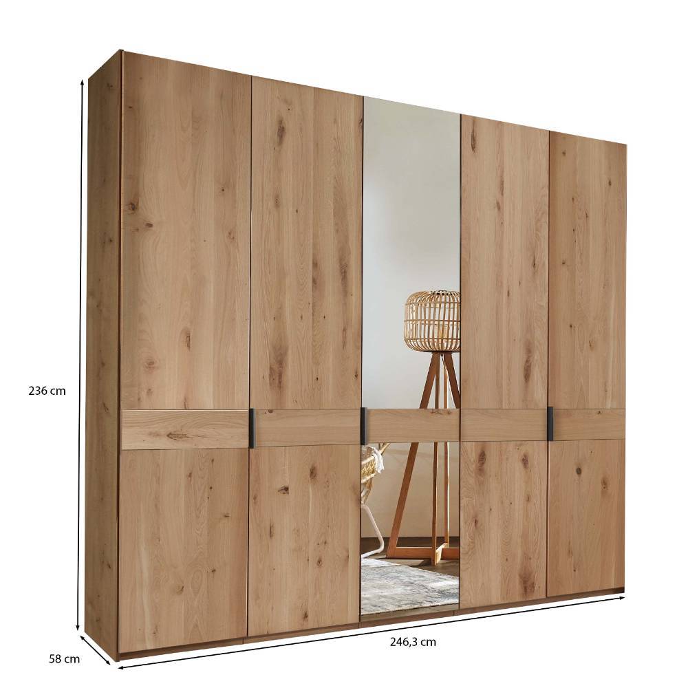Teilmassiver Kleiderschrank in Eiche Bianco - Yanicas