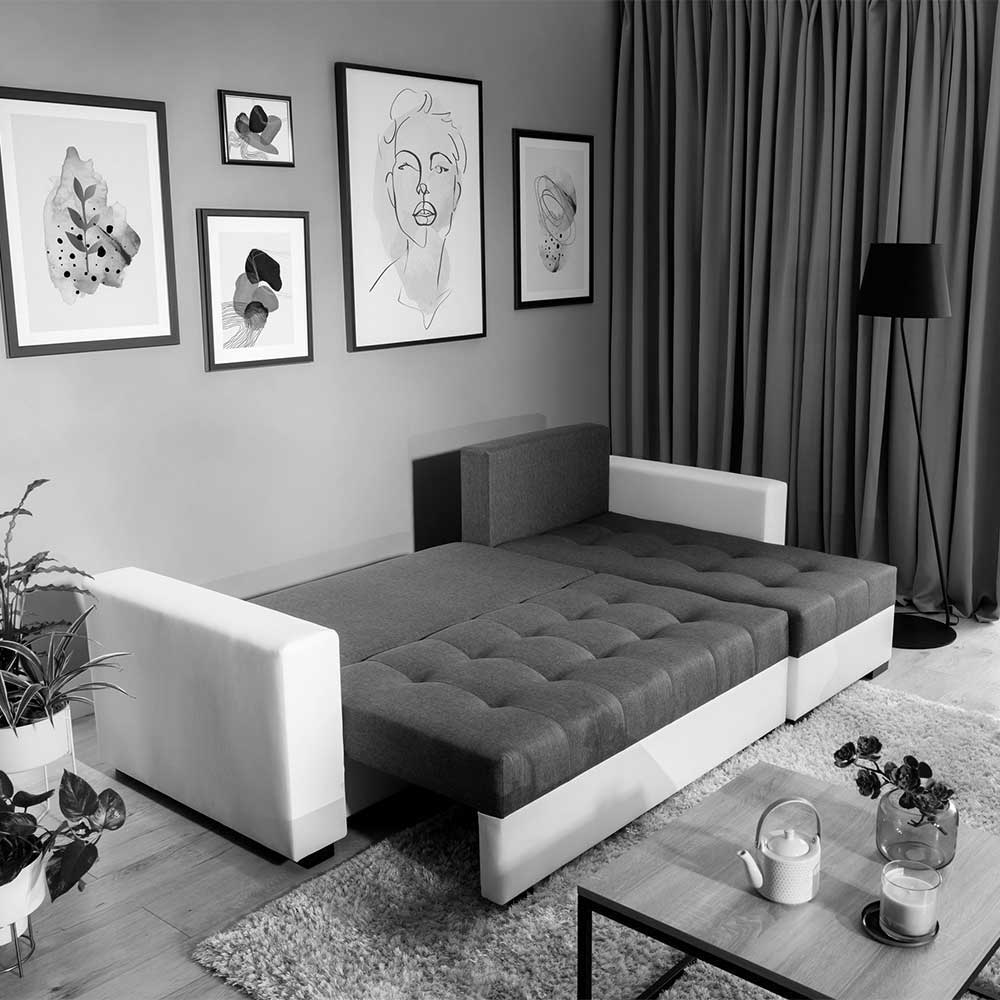 Eckschlafsofa in Bordeaux Rot Samt - Adelisa