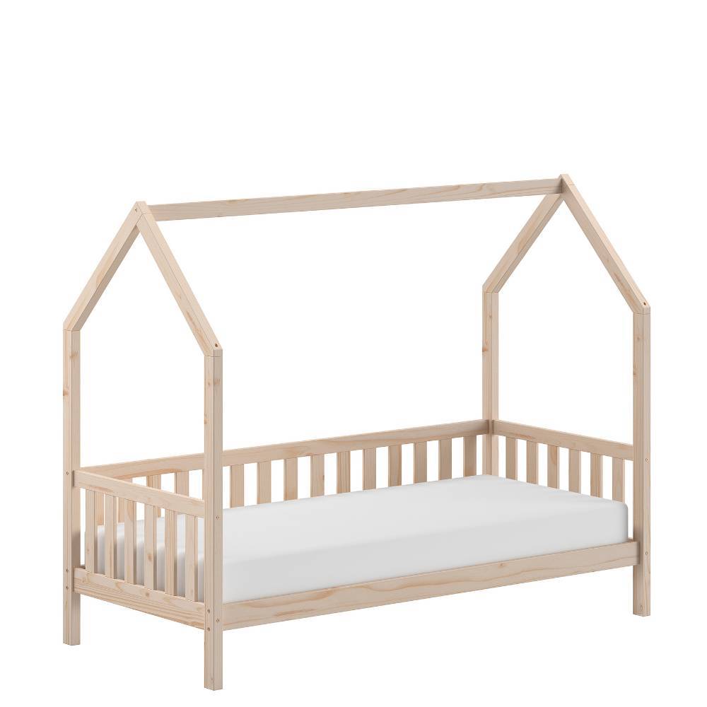 Hausbett 90x200cm aus unbehandeltem Kiefer Massivholz mit Matratze – Pacificon