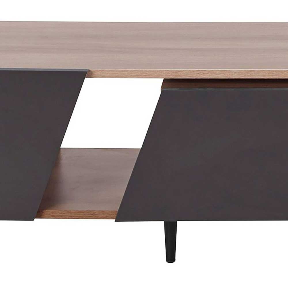 TV Lowboard in Anthrazit und Holzoptik Braun - Hietro