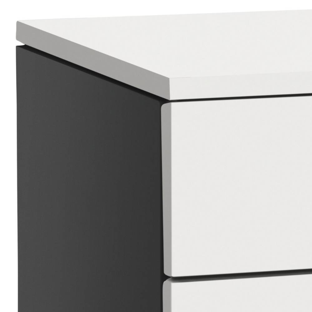Kommode in Weiß und Anthrazit mit moderner Oberplatte und Korpusdesign – Loro