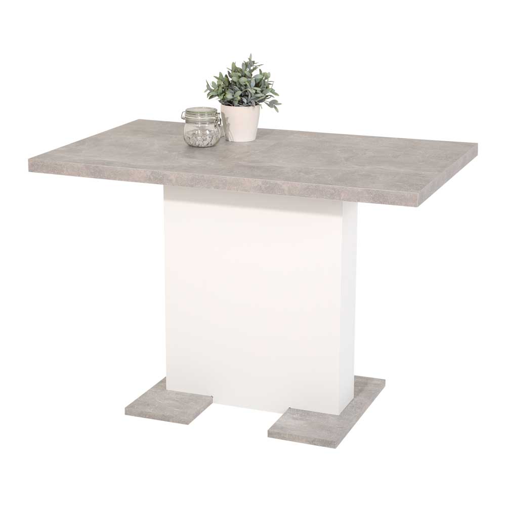 Ausziehbarer Tisch Maurizio in Weiß und Grau Beton-Dekor
