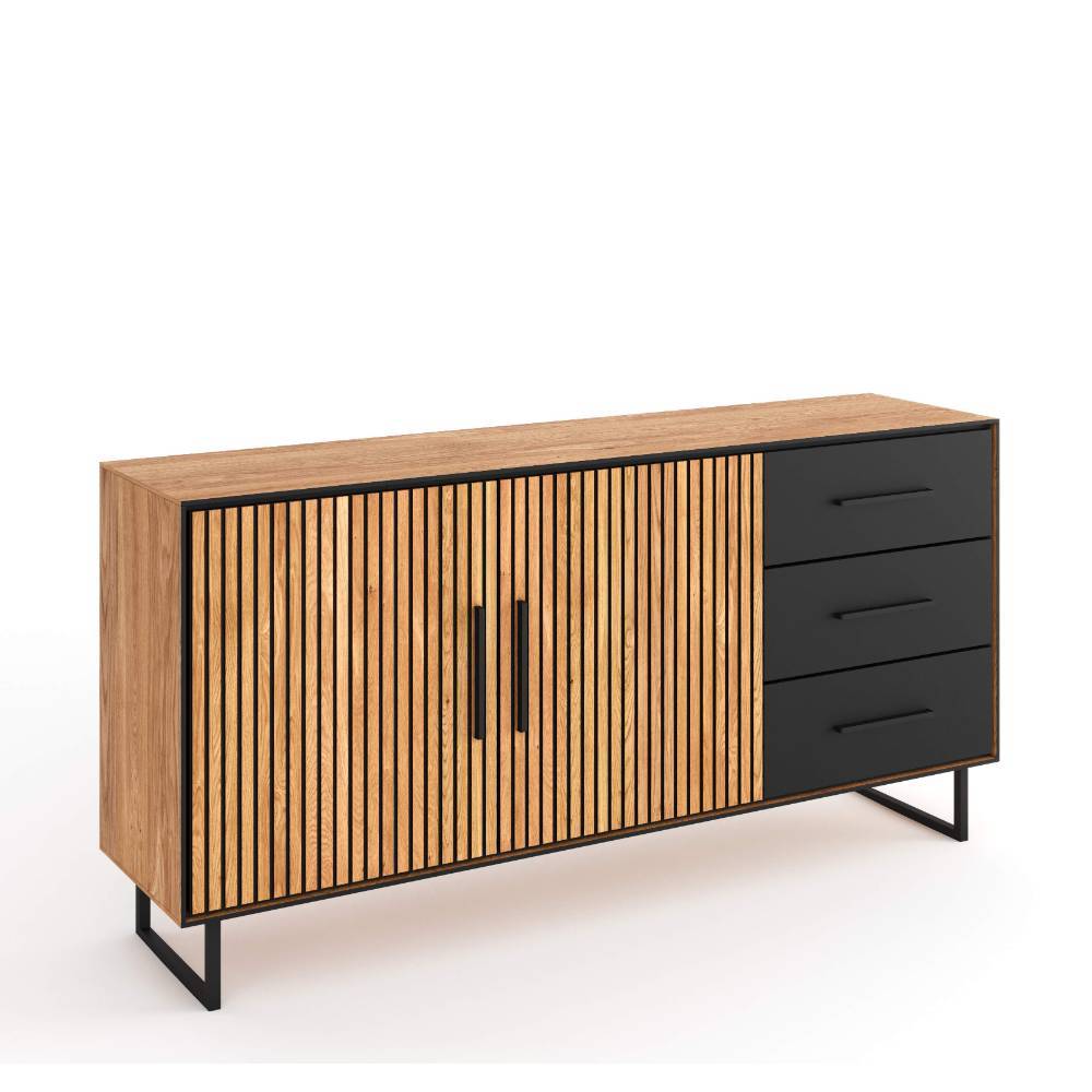 Sideboard in Eichefarben und Schwarz - Mantua