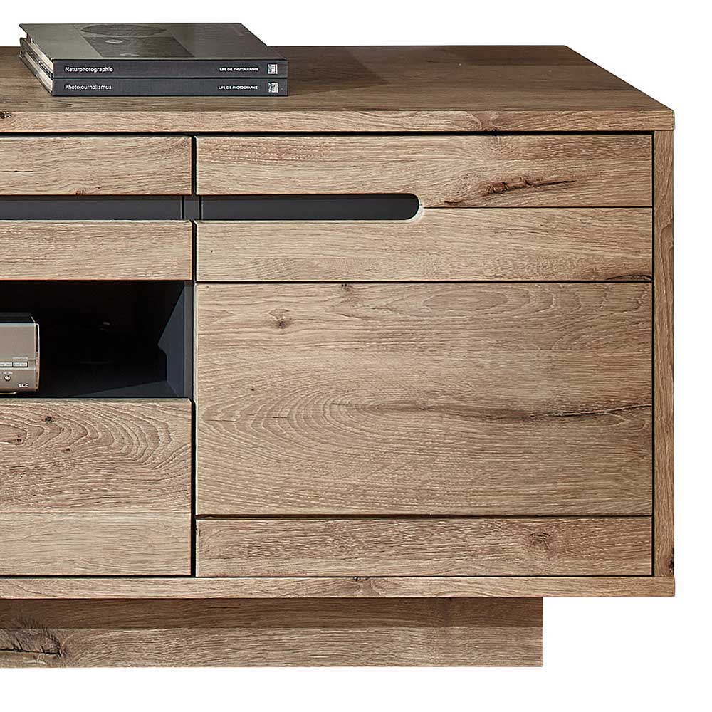 Wohnzimmer Anbauwand Holz Look - Zelio (dreiteilig)