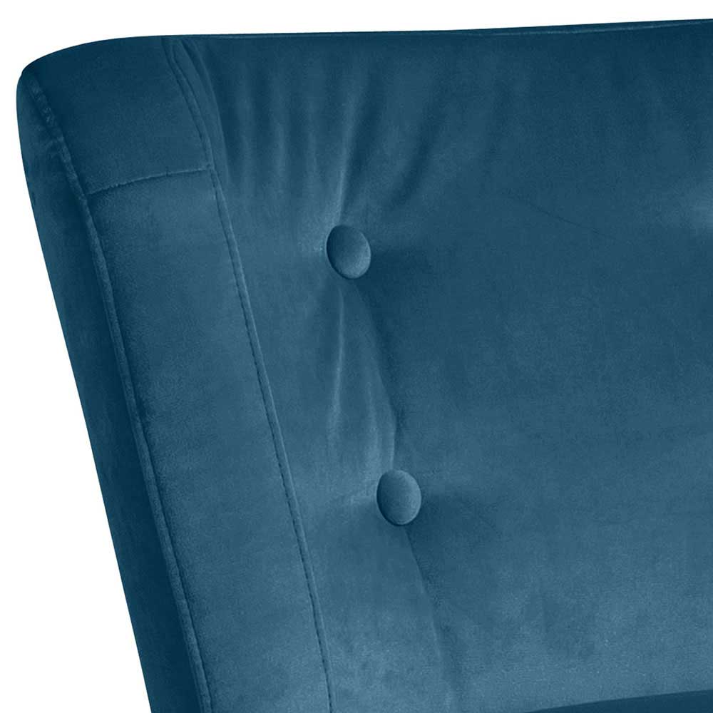 Samtvelours Polstersessel in Petrol Blau - Materra