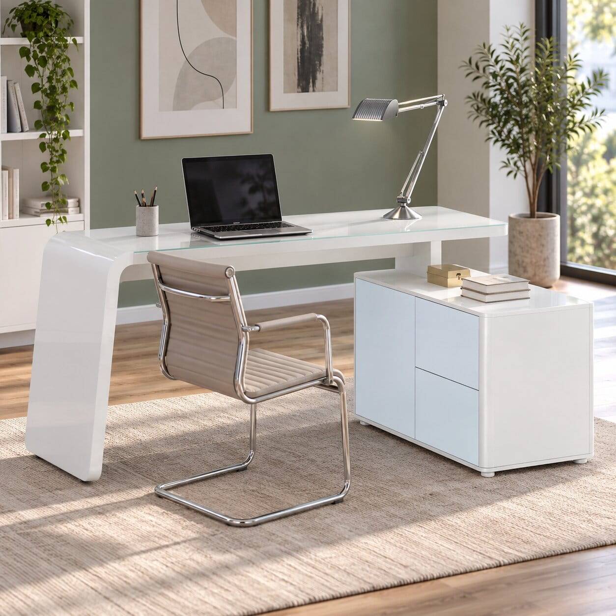 Designschreibtisch Owiconta in Weiß