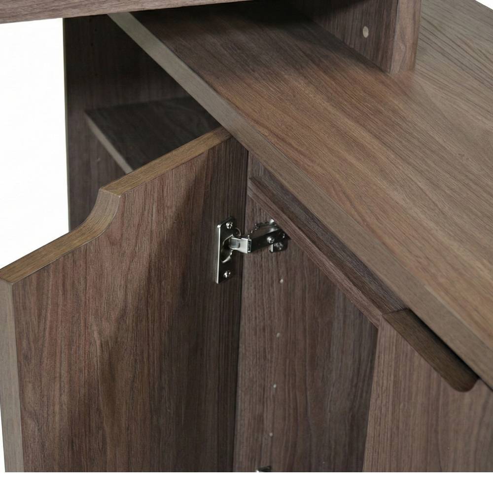 Schreibtisch mit Anbauregal in Walnuss Holzoptik - Leoyaro