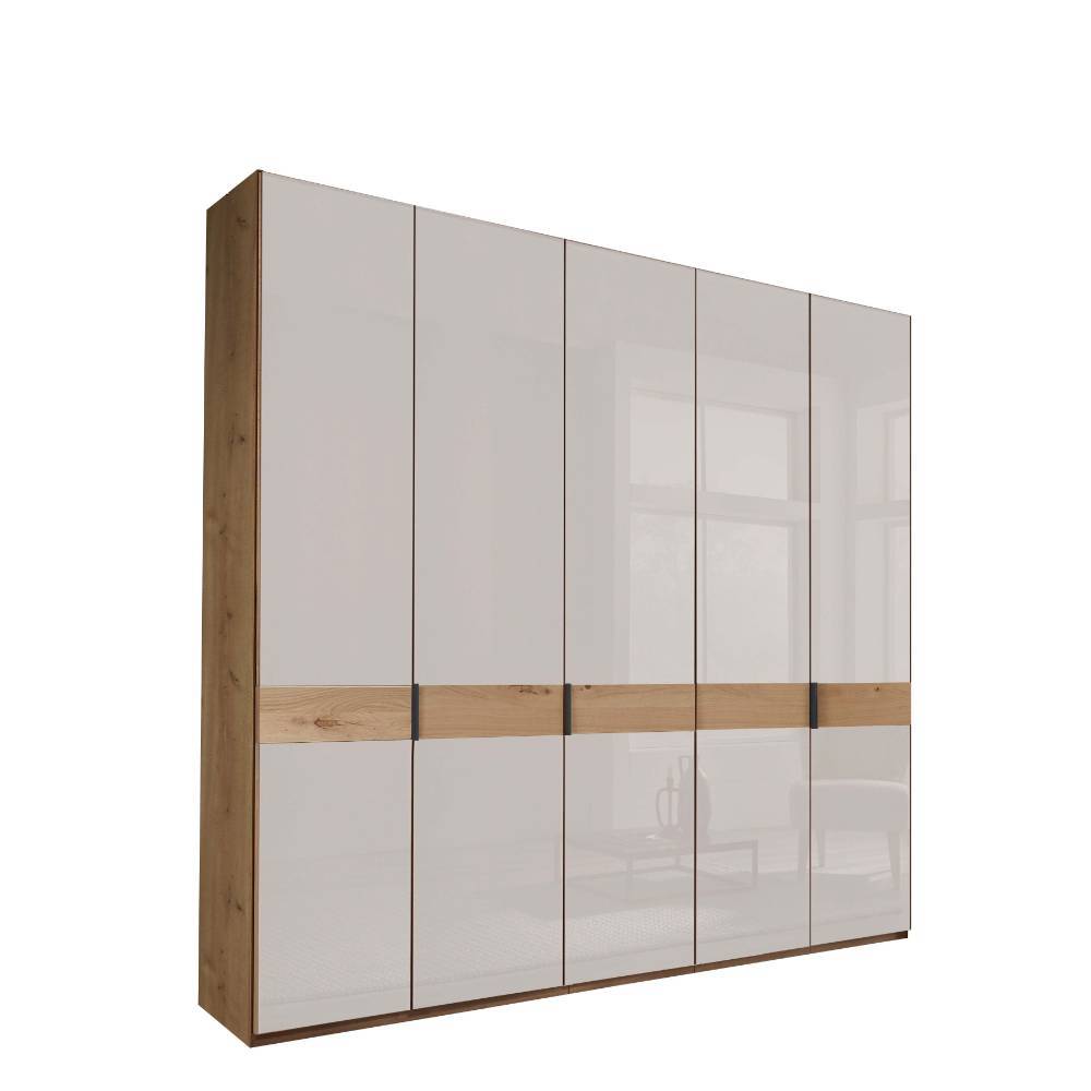 5-türiger Kleiderschrank mit Glas in Weiß - Crucav