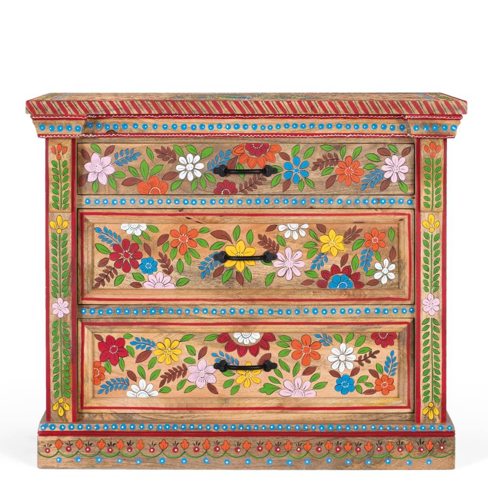 Kommode mit Mustern Blumen und Pfau - Hectos