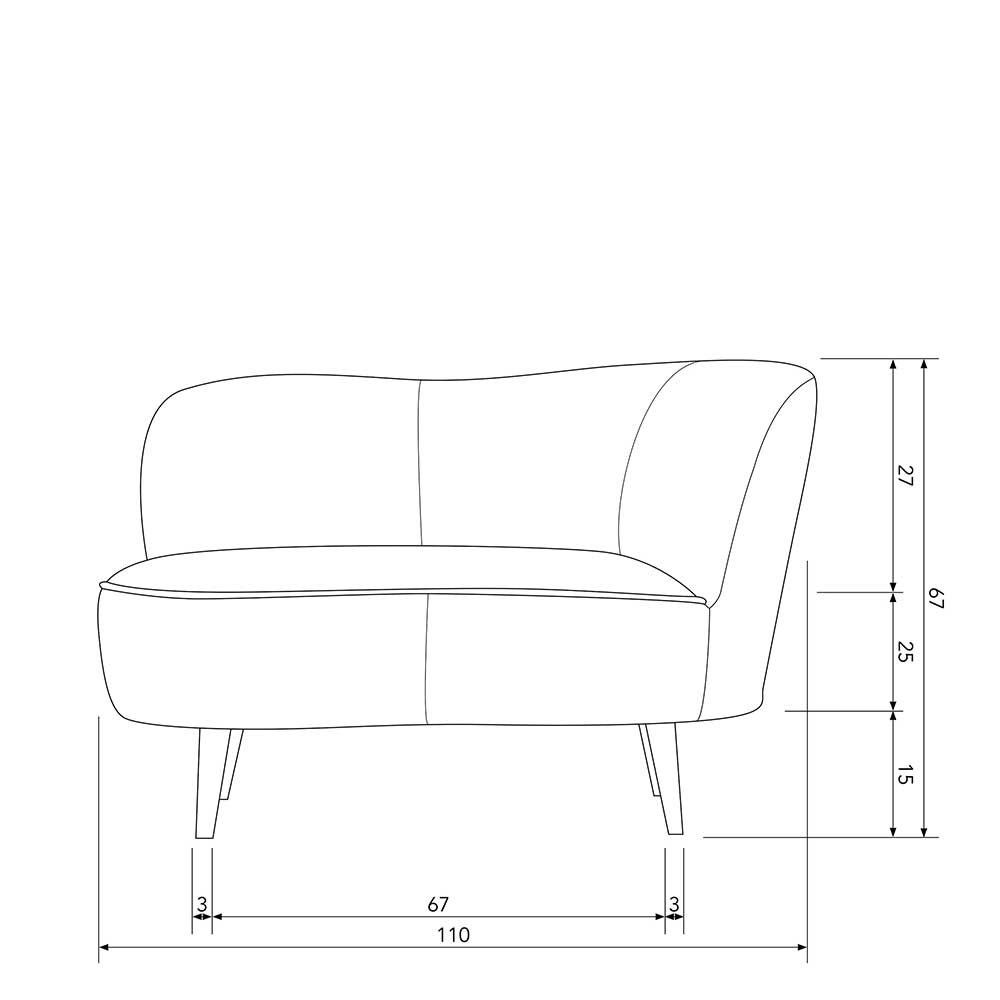 1-Sitzer Designsofa in Offwhite Plüsch - Lannla