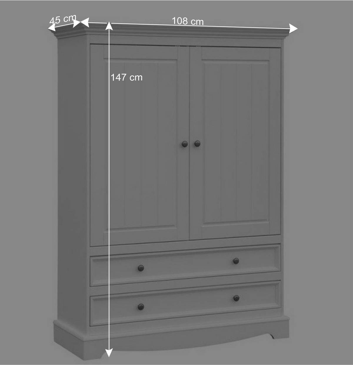 Landhaus Wäscheschrank in Weiß lackiert - Indico