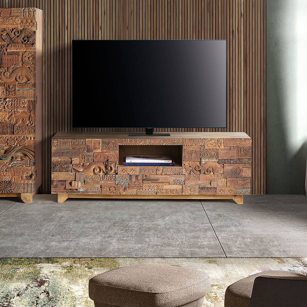 Design TV-Lowboard aus Mangoholz rustikal - Lacid