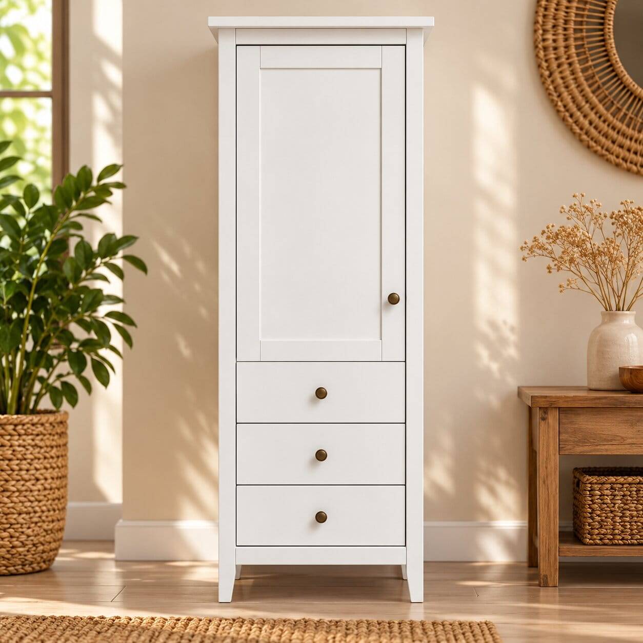 58x150x40 Schrank mit Tür und drei Schubladen - Astinion