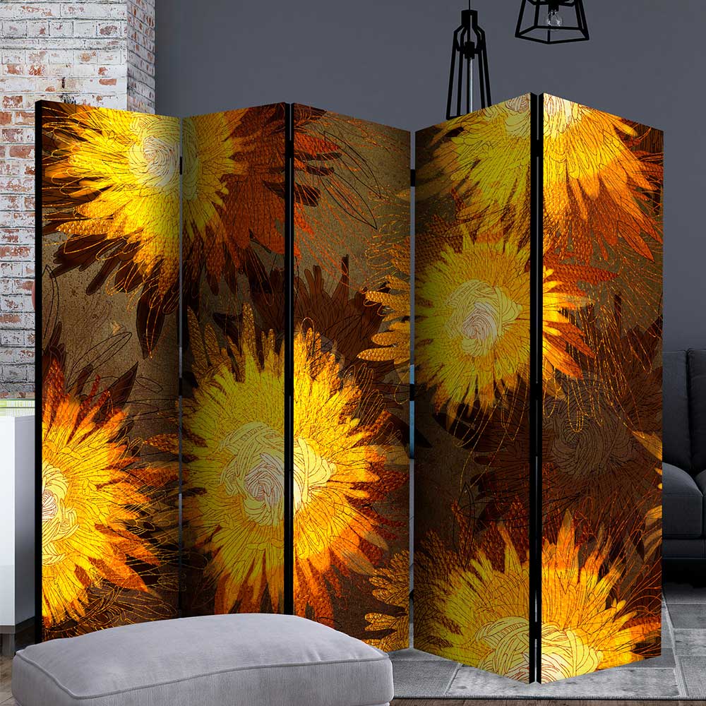 Spanischer Raumteiler mit Sonnenblumen Kunstmotiv - Loazin