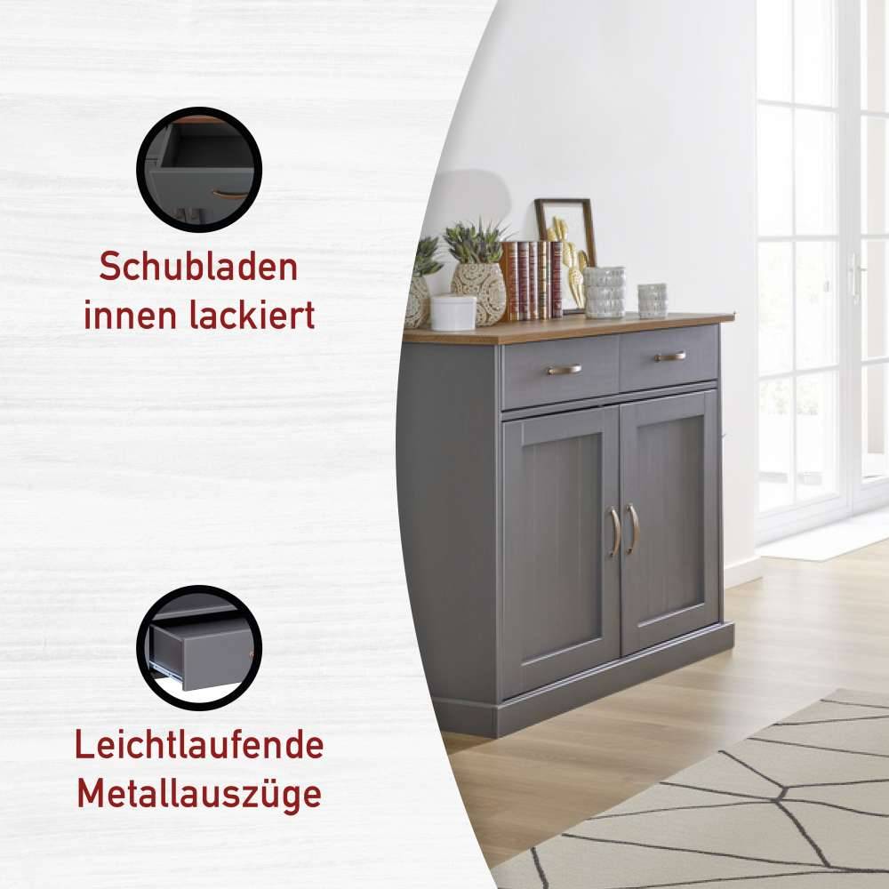 Landhaus Kombikommode in Grau & Braun - Nepplan