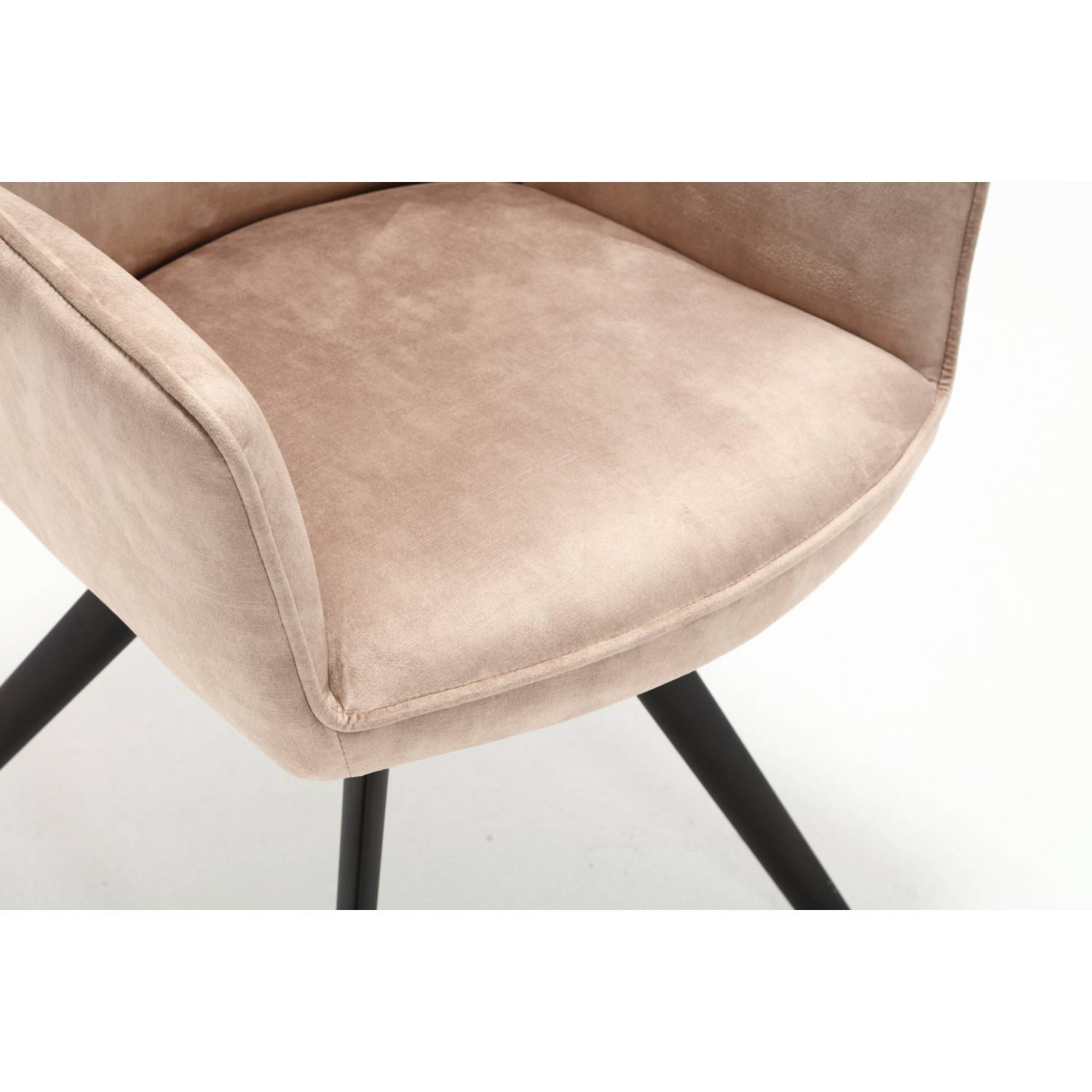 Bequeme beige Samt Sitzfläche mit schwarzem Metallgestell für den Essbereich – Adajas