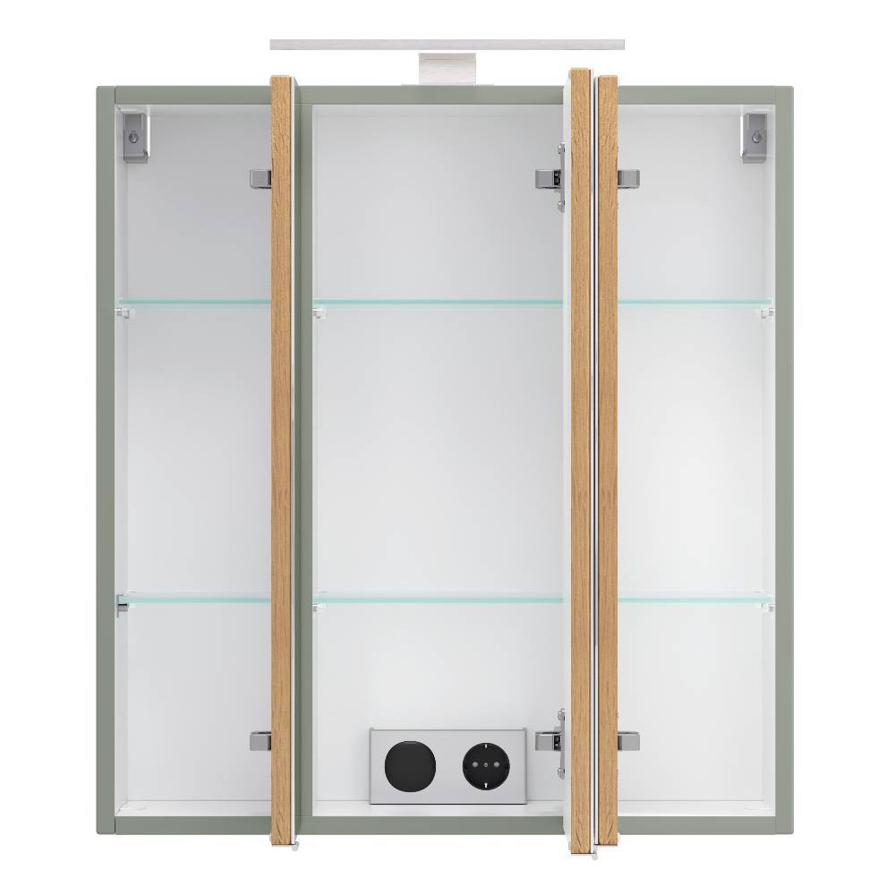 60cm Badezimmer-Spiegelschrank in Graugrün - Malivtros