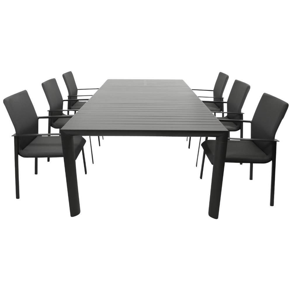 Garten-Essgruppe mit breitem Tisch - Enetta (siebenteilig)