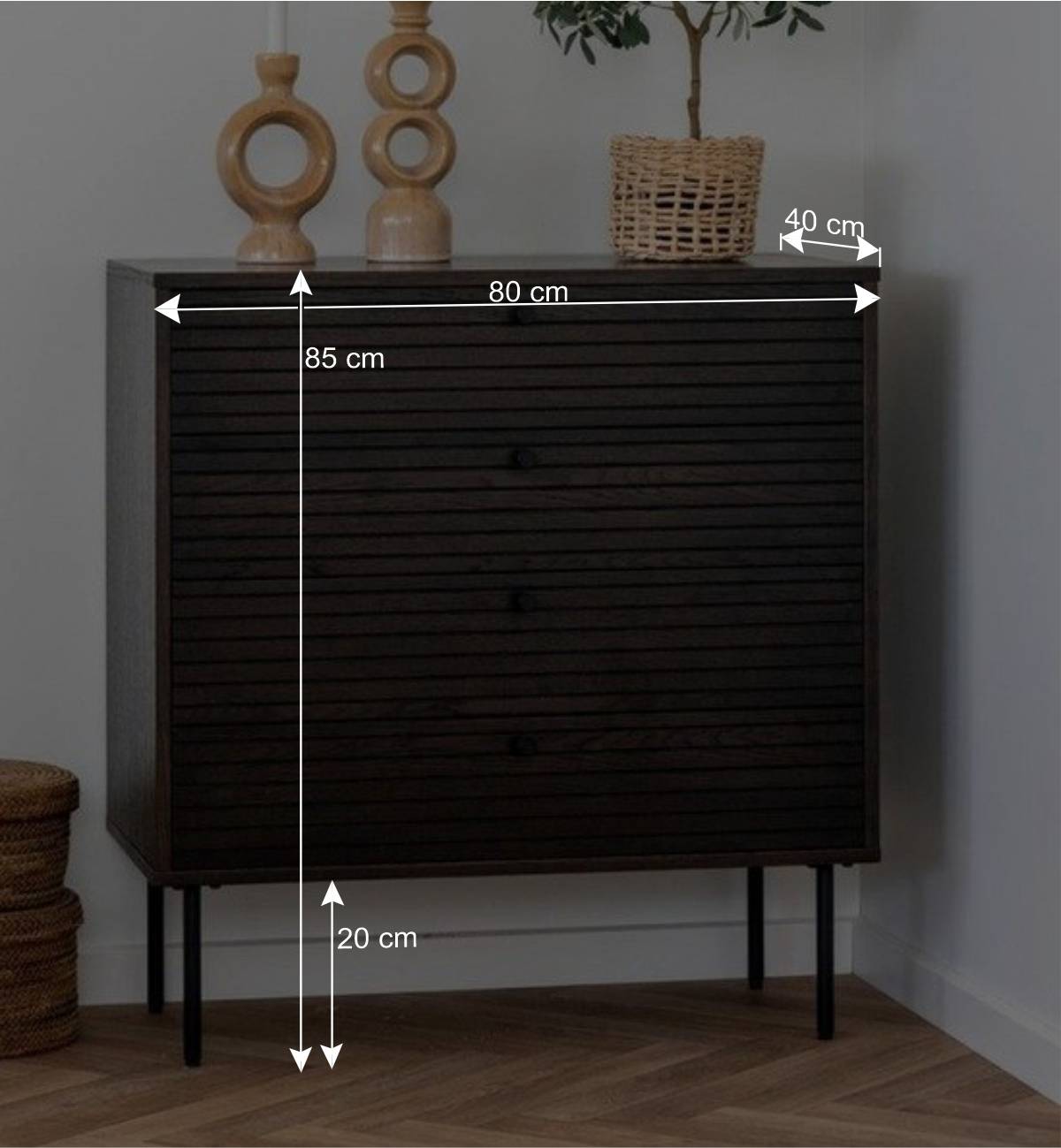 Kommode mit dunklem Furnier in Braun - Wega