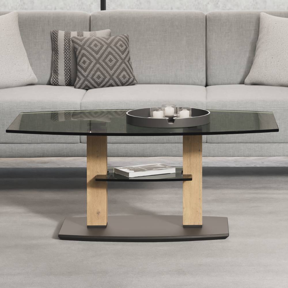 Wohnzimmer Glastisch auf Rollen - Estravo