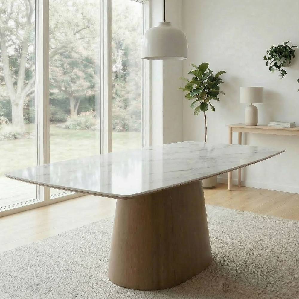 Design-Esstisch mit Sinterstein in Marmor-Optik - Pietras