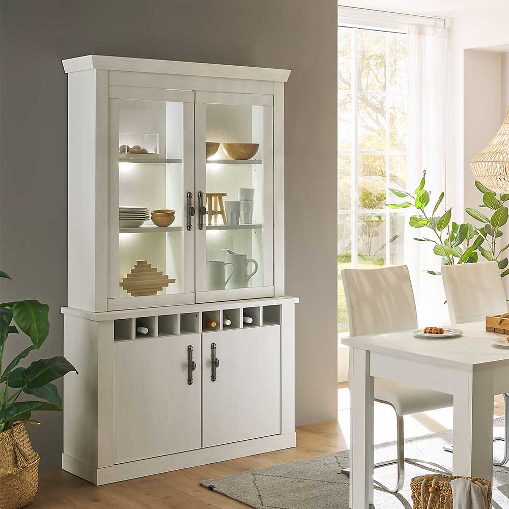Buffet Vitrine in weißer Holzoptik Pinie - Liancos