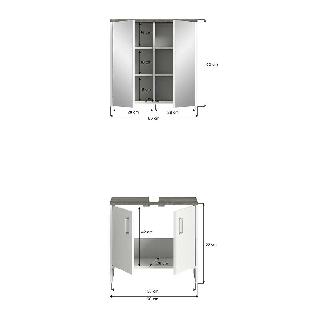 Helles Badezimmermöbel Set in modernem Design - Tryndidad (zweiteilig)