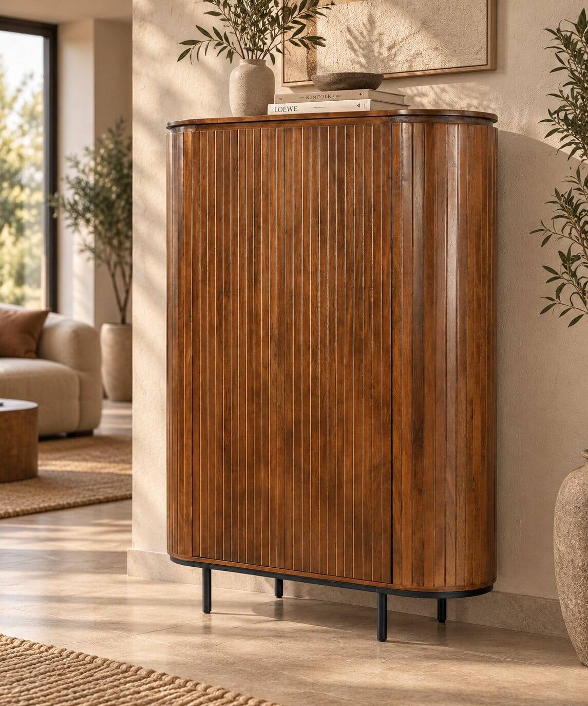 Retro Design Highboard aus Mangoholz - Galadira