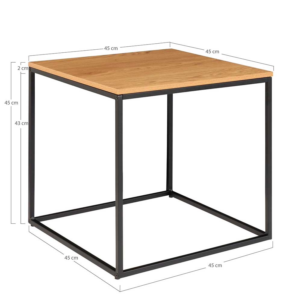 45x45 Beistelltisch in Eiche & Schwarz - Mercadeo