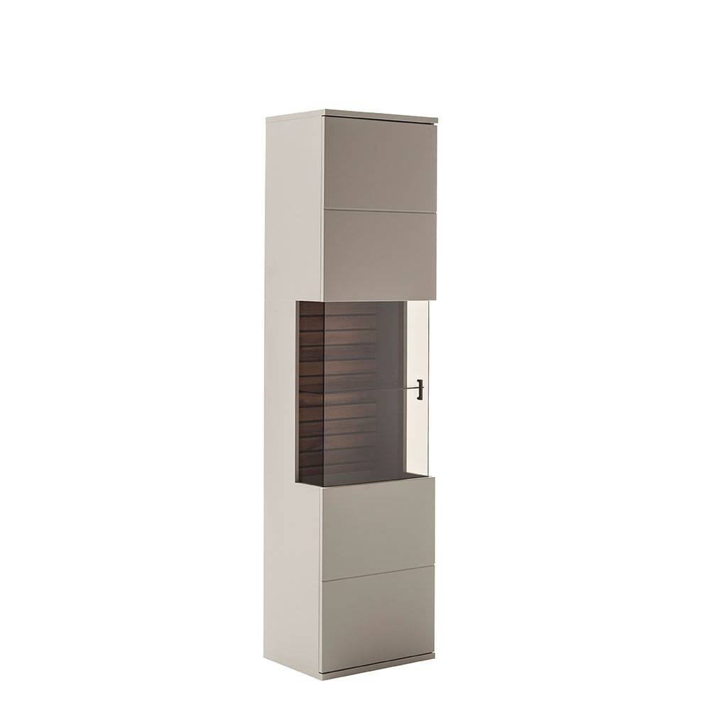 Vitrinenschrank in Grau mit Wildeiche - Teorina