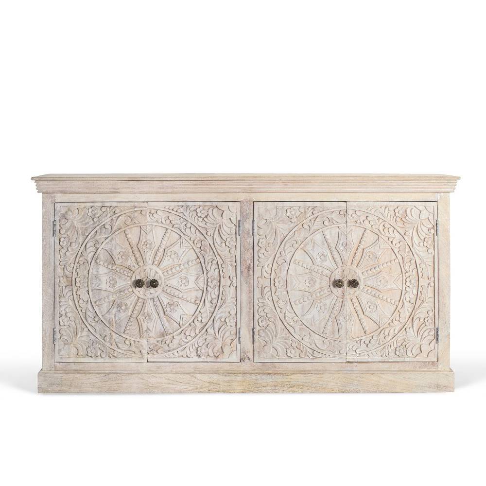 4-türiges Sideboard in Mangoholz Sandfarben - Ostinia