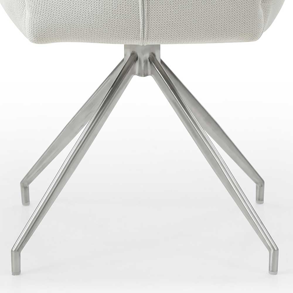 Design Armlehnstuhl in Creme & Edelstahl - Pegira