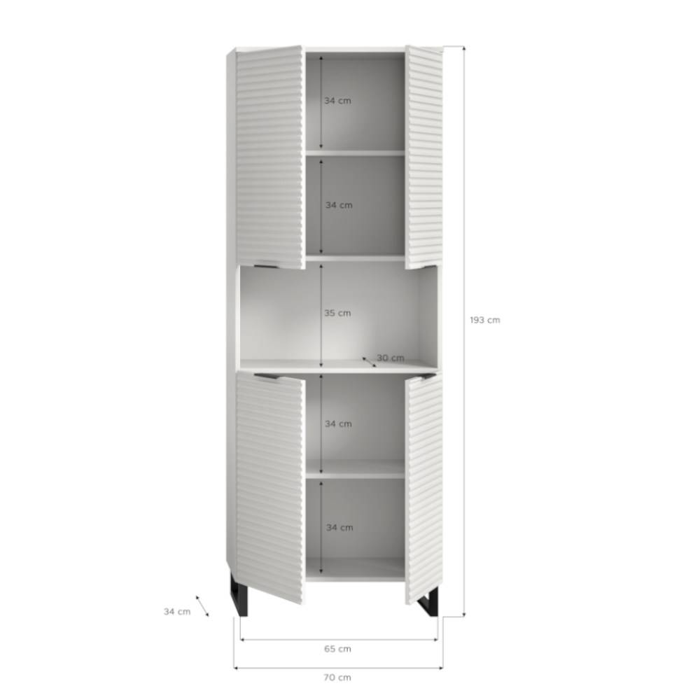 Badezimmer-Hochschrank in Weiß Schwarz - Benedict