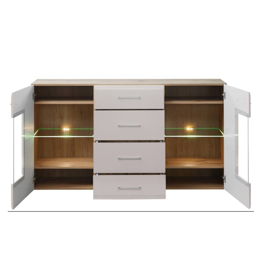 Sideboard Vitrine in Mattgrau - Gemta