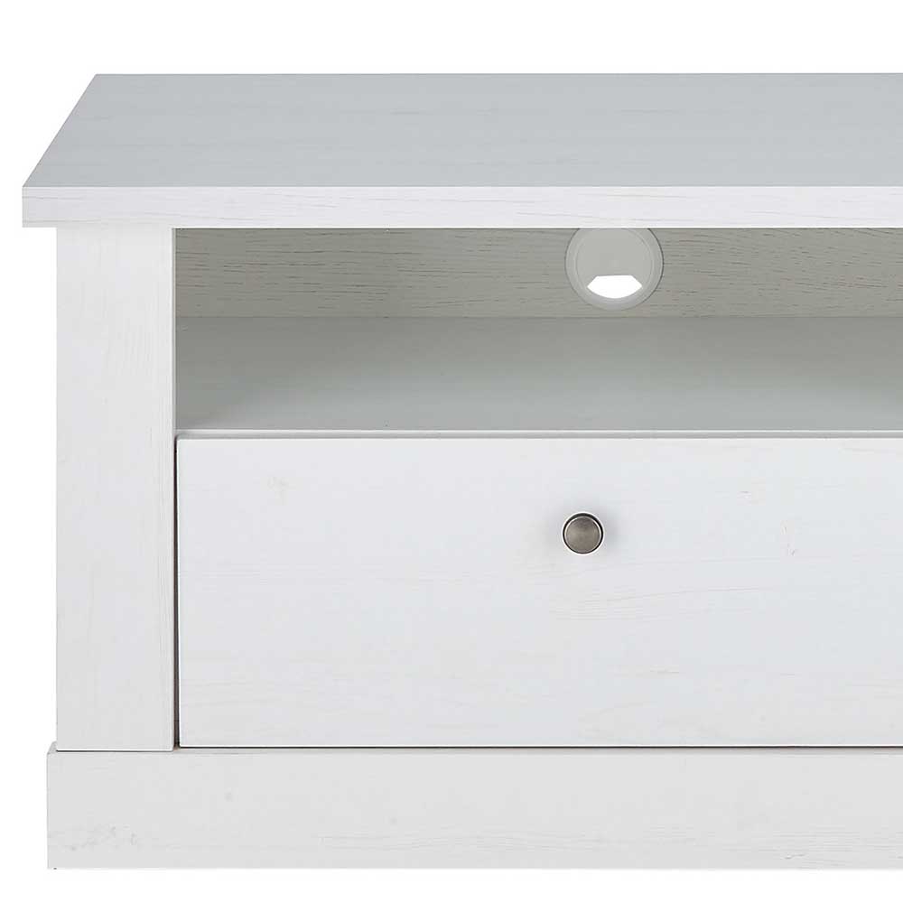 TV Anbauwand Set in weißer Holzoptik Pinie - Liancos (vierteilig)