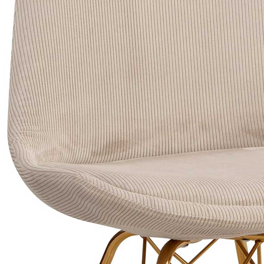 Cord-Polsterstühle in Beige und Gold - Jenfa (2er Set)