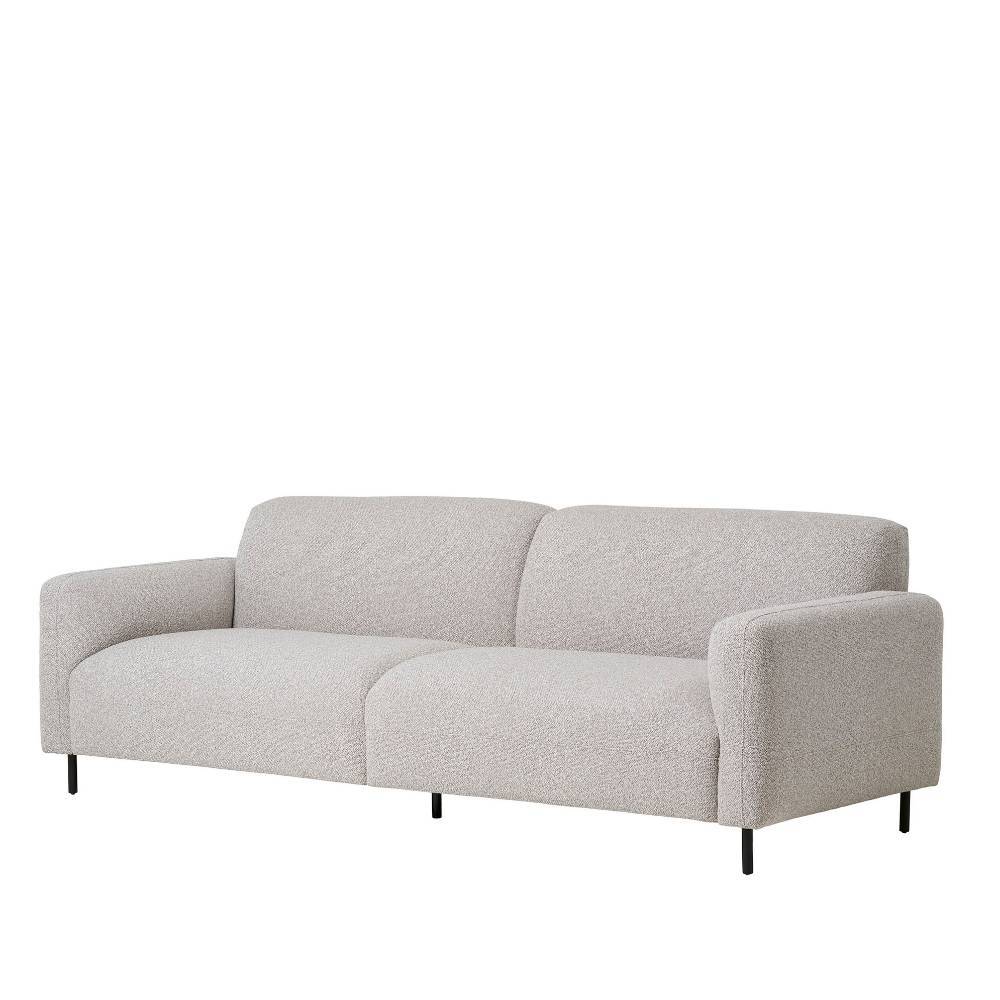 Dreisitzer Sofa in Hellgrau Boucle - Leoniara