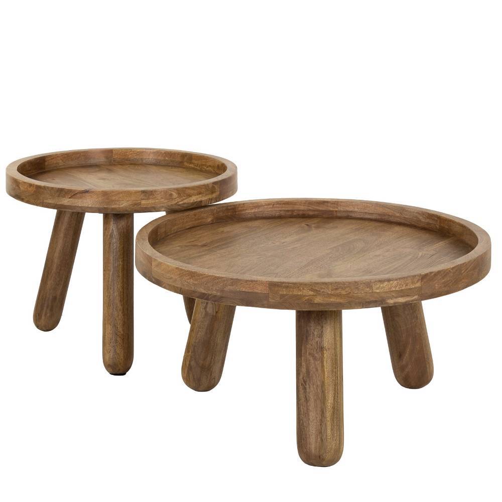Wohnzimmertisch Duo aus Mangobaum Massivholz - Bosca (zweiteilig)