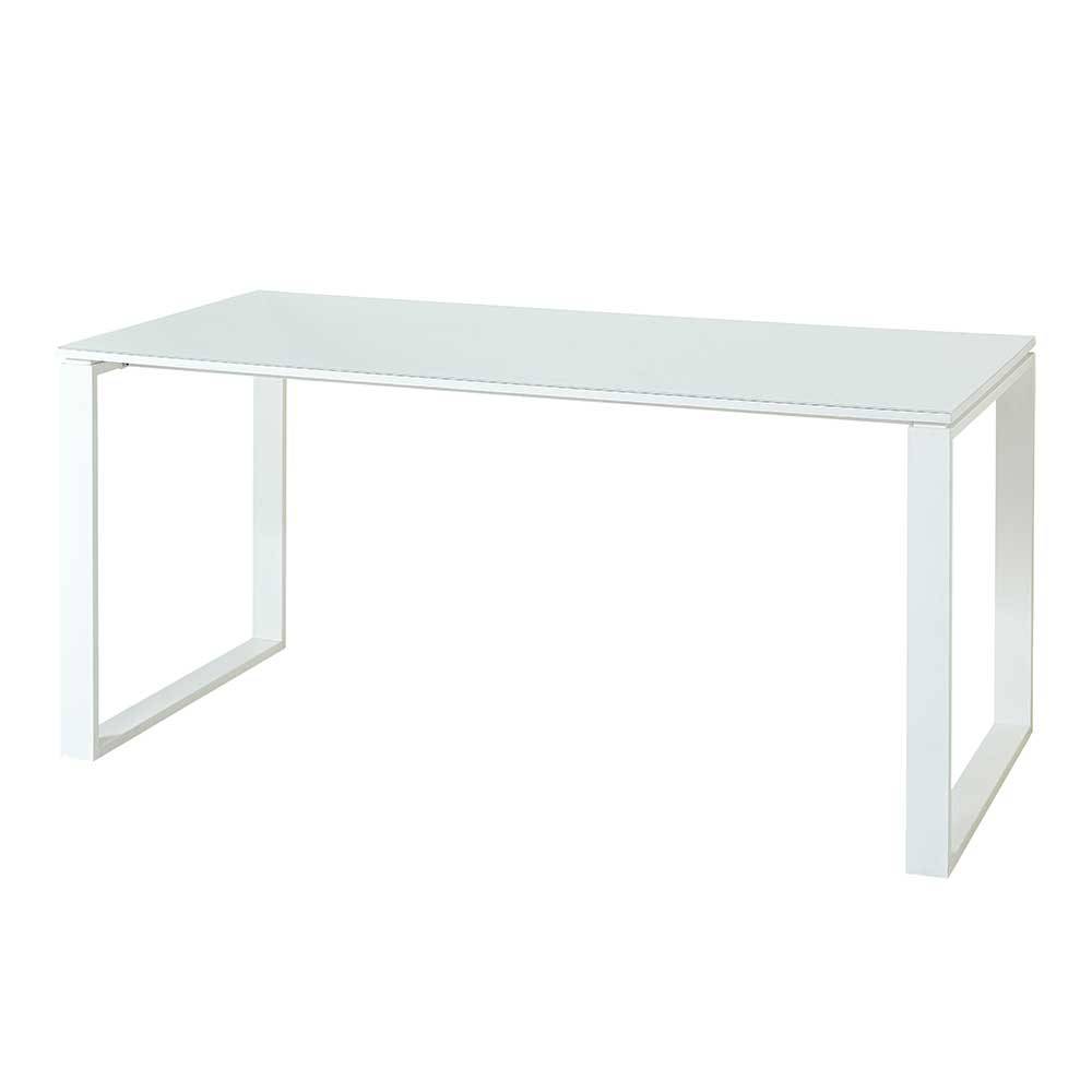 Büro Einrichtung Möbel Set in Weiß Glas & Wildeiche Dekor - Laszlo  (8-teilig)