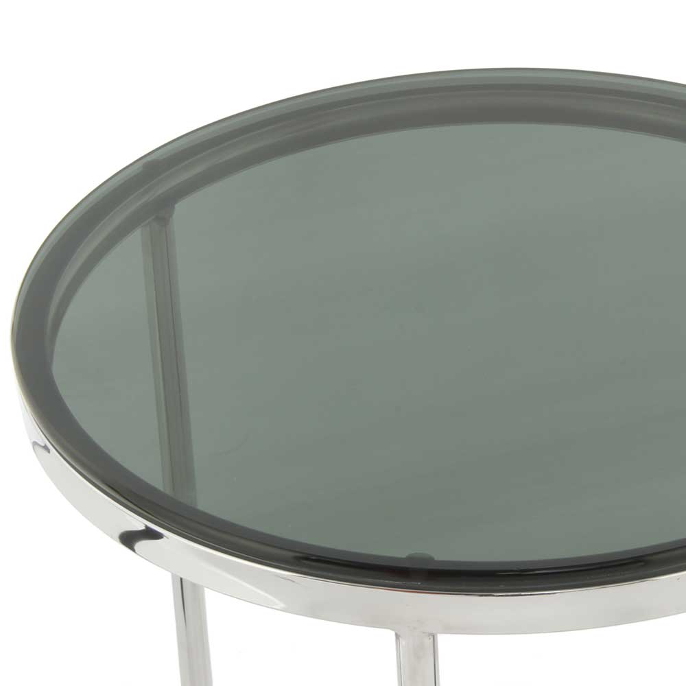 Runder Design Beistelltisch mit Glasplatte Schwarz - Steven