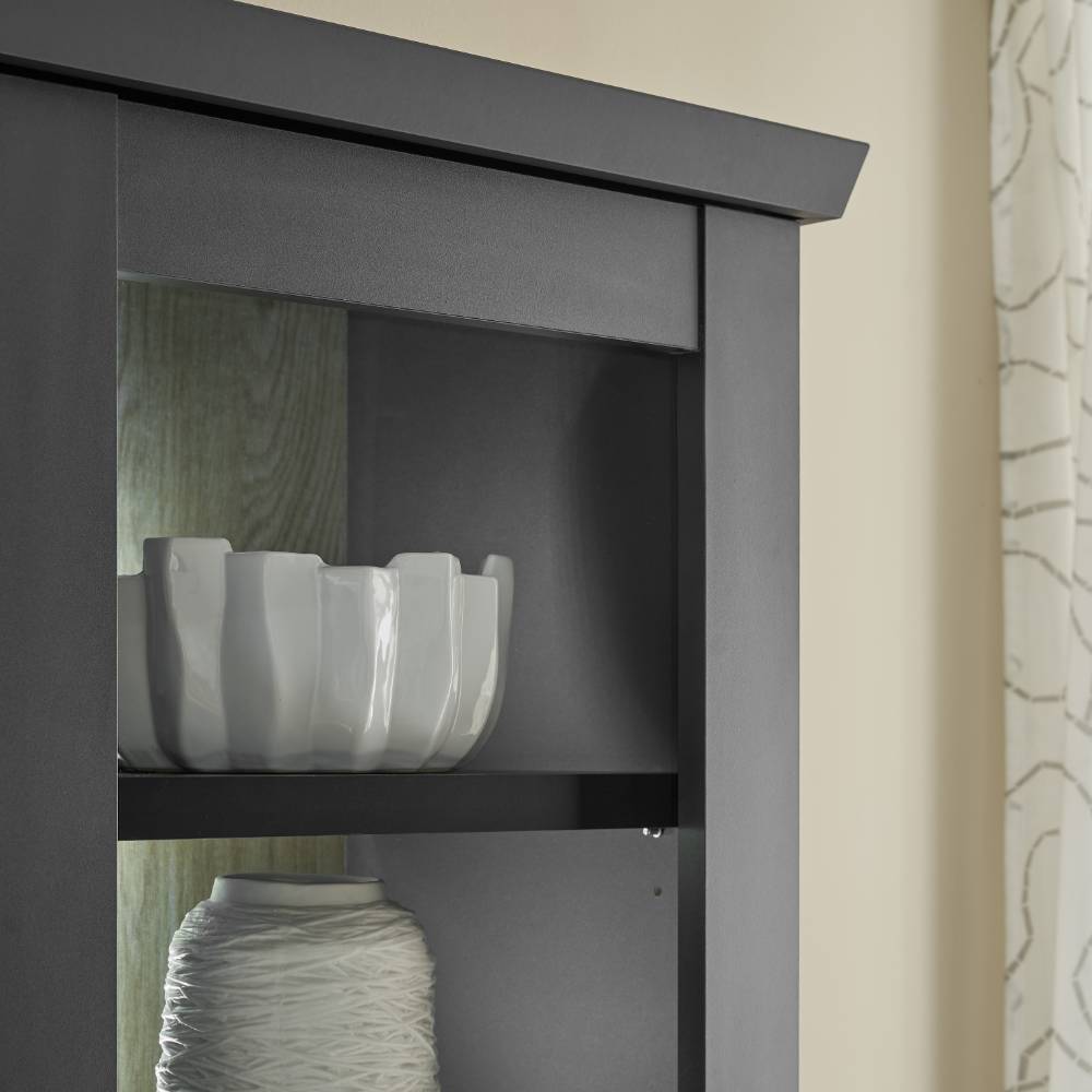 Modern Country Standvitrine in Mattschwarz - Lulumo