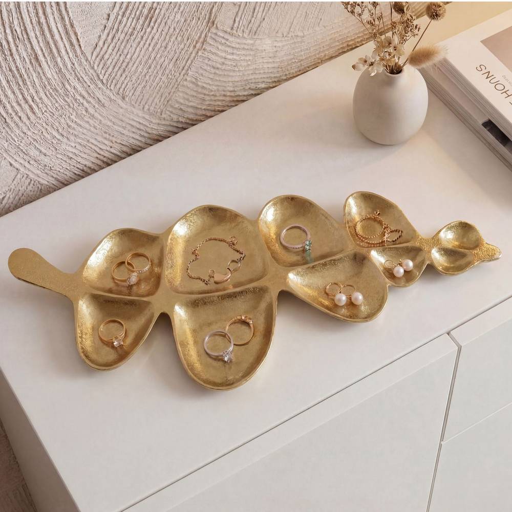 Blattdesign-Schale in Goldfarben - Viddalba