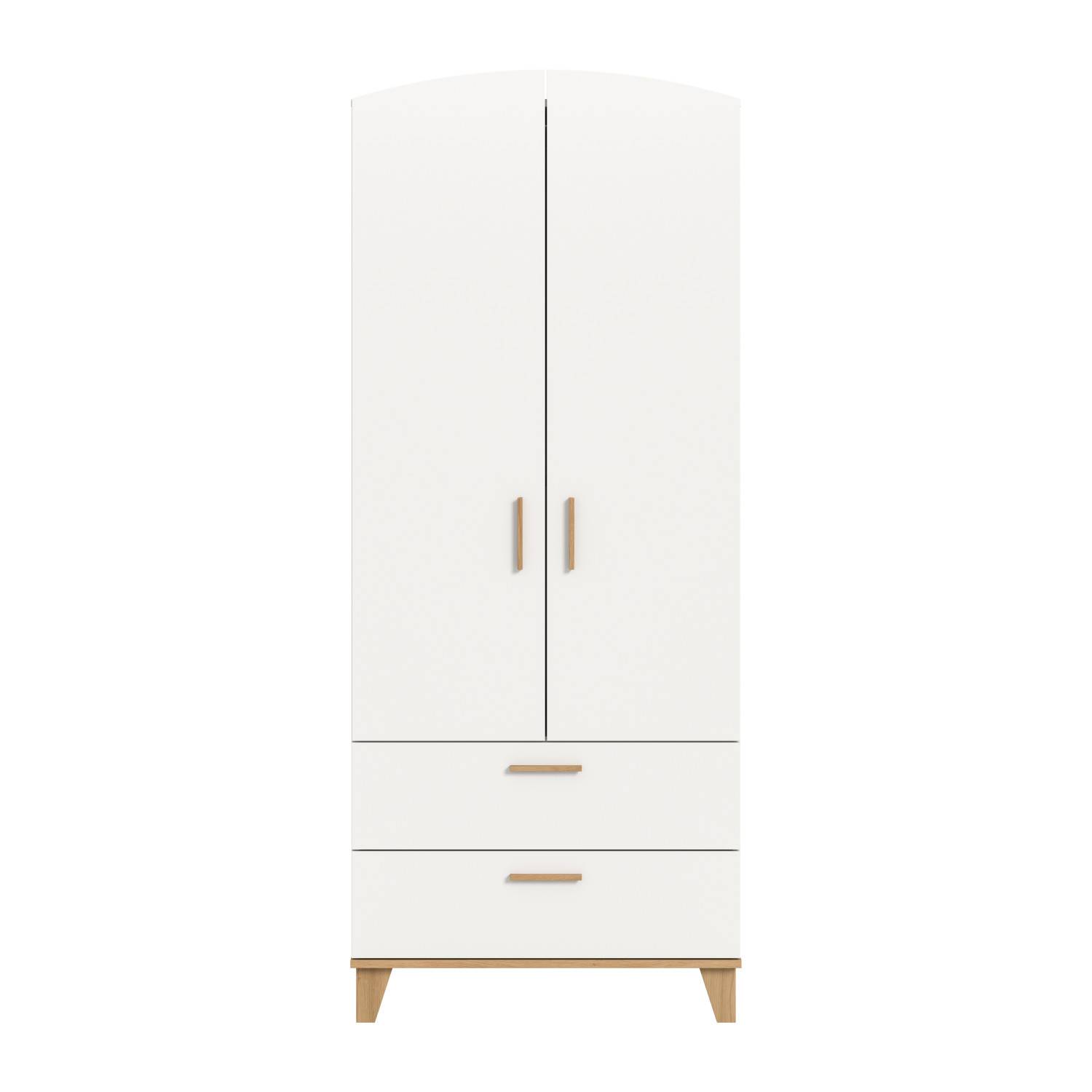 Weißer Hochschrank mit Holzfüßen - Lefona