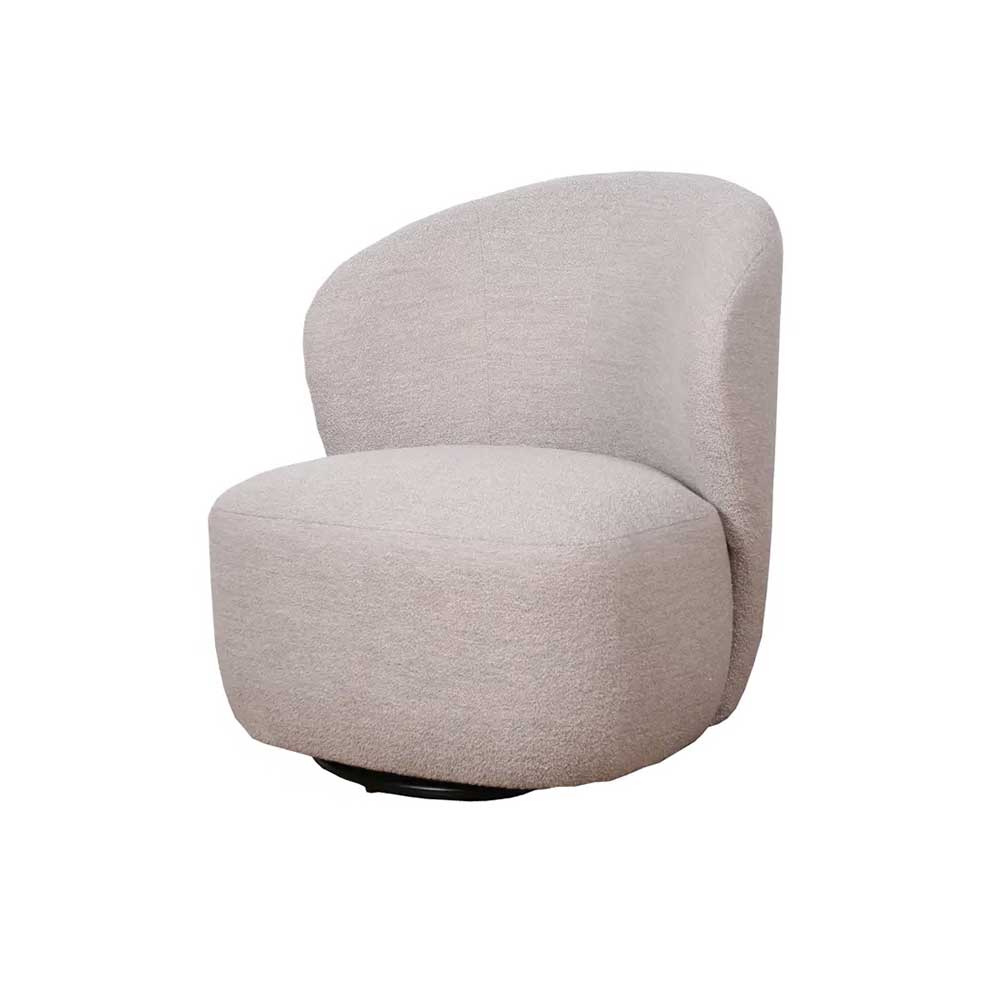 Drehbarer Lesesessel in Cremeweiß Boucle - Cleas