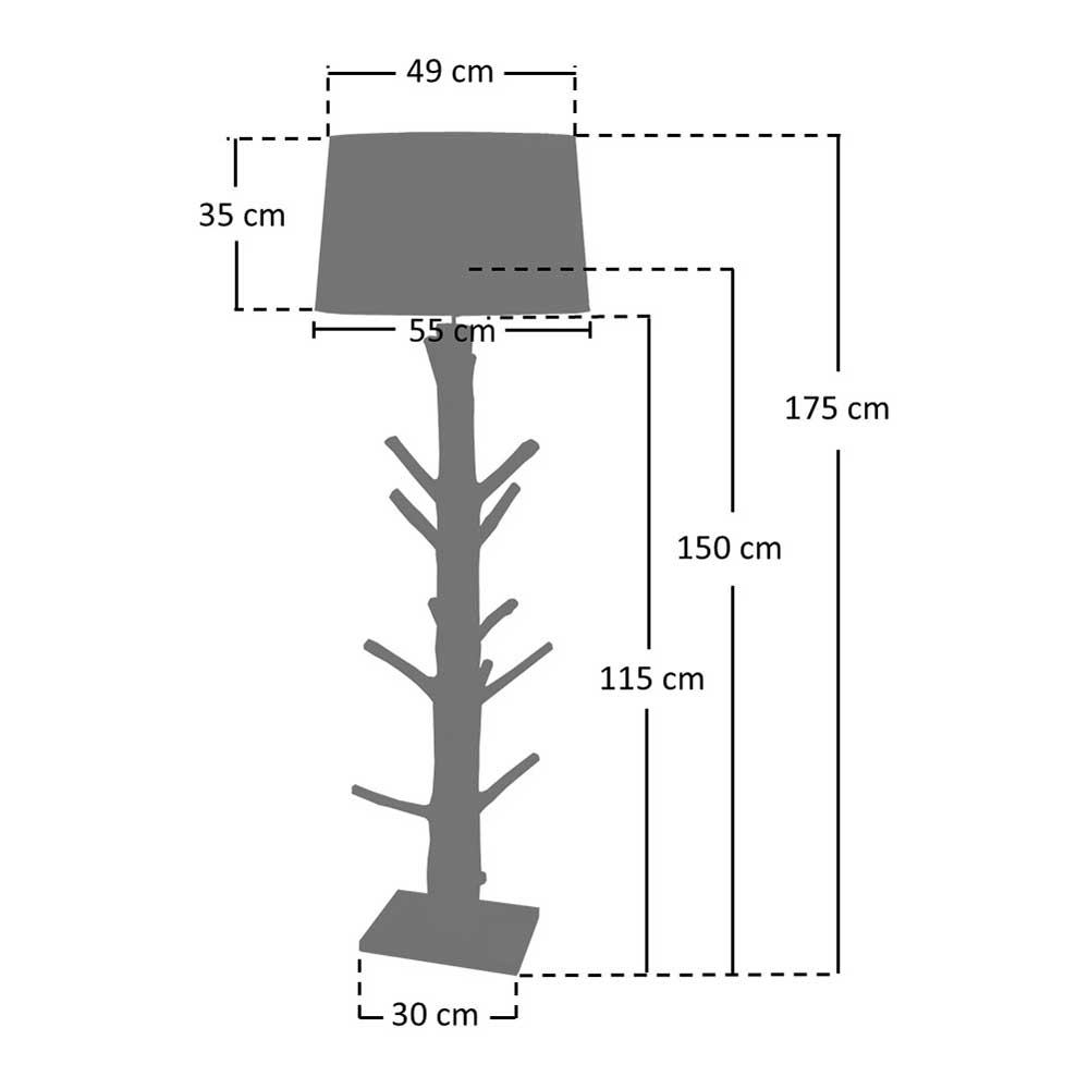 Stehlampe mit Stoffschirm und Naturholz Fuß - Longli