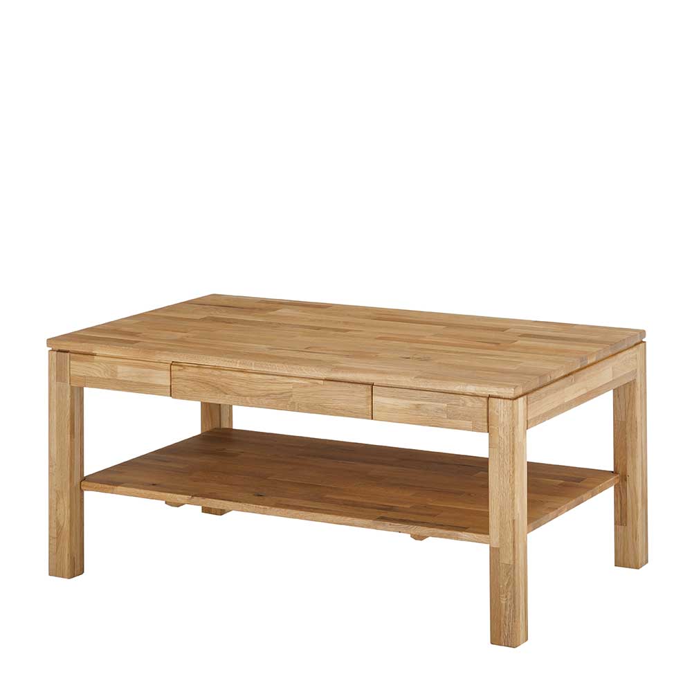 Asteiche Sofatisch mit Schublade und Ablage - Hoxtona