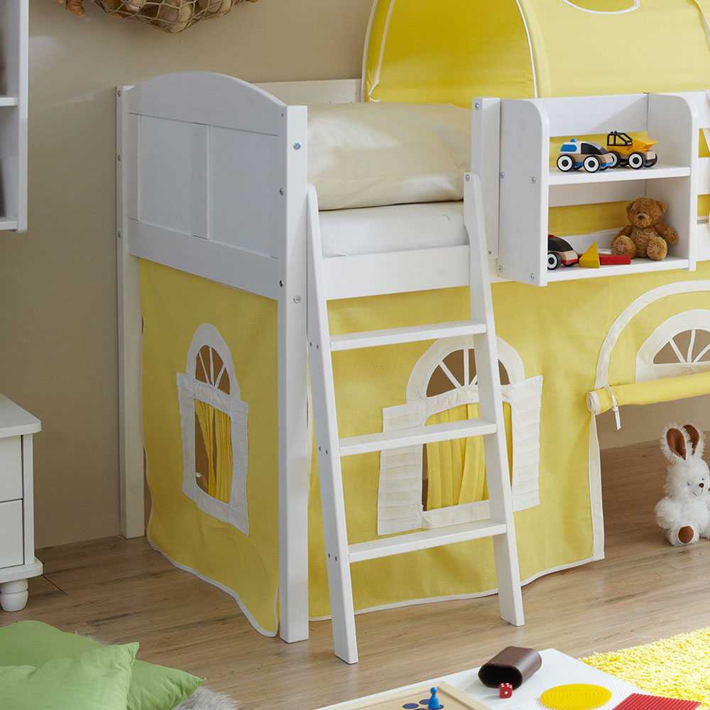 Kinderhochbett Clora in Gelb-Weiß