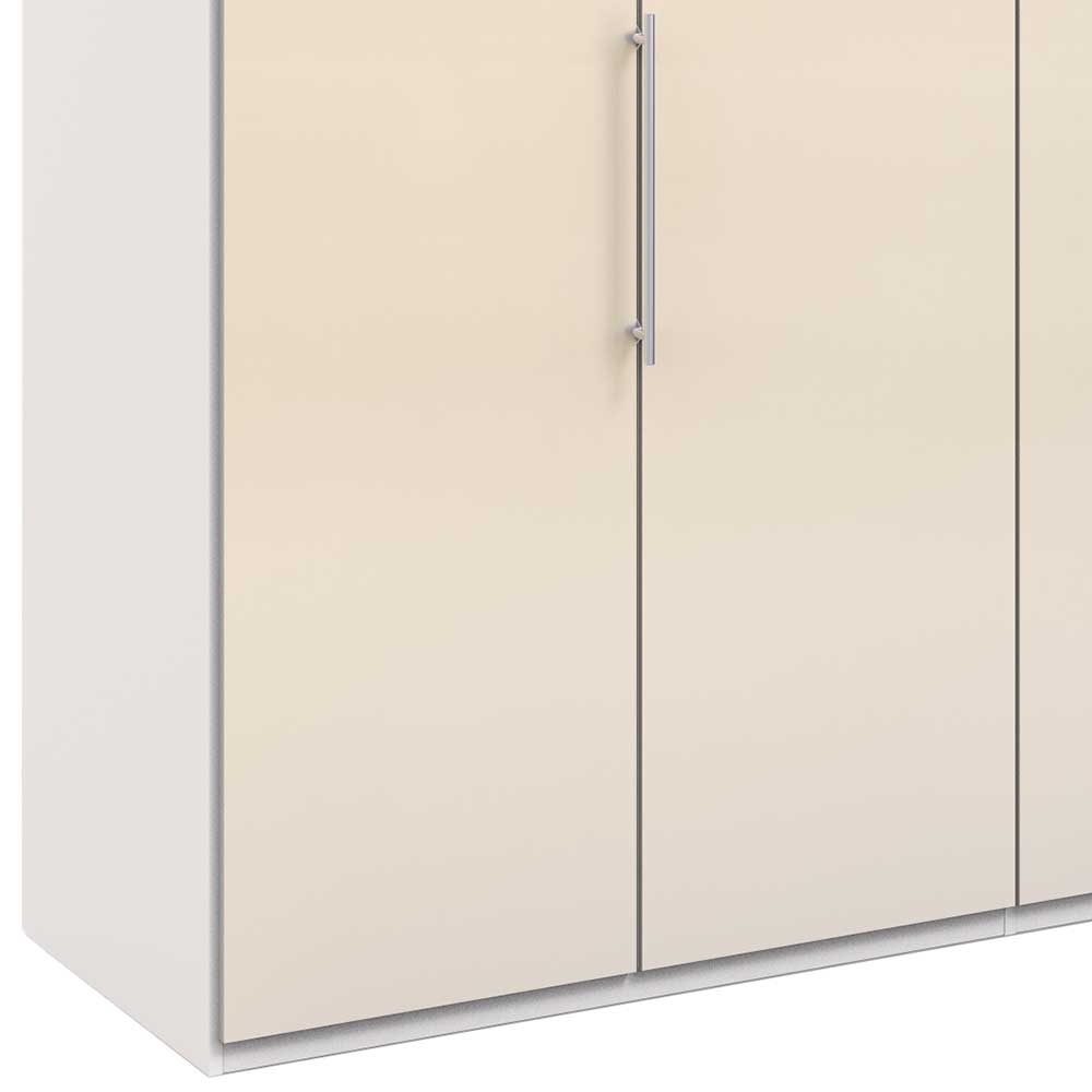 Großer Gleittüren Kleiderschrank in Creme Glasbeschichtung - Zidarie