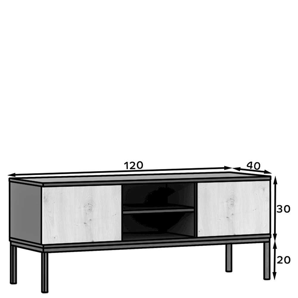 TV Lowboard mit zwei Türen und Fächern - Cavan